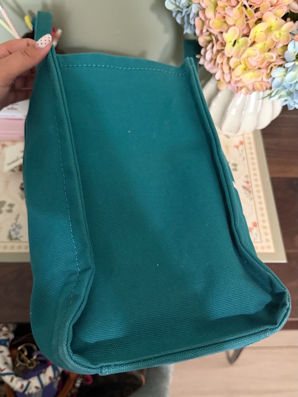 Marc Jacobs Teal Canvas Tote with White Logo - Picture 3 of 5